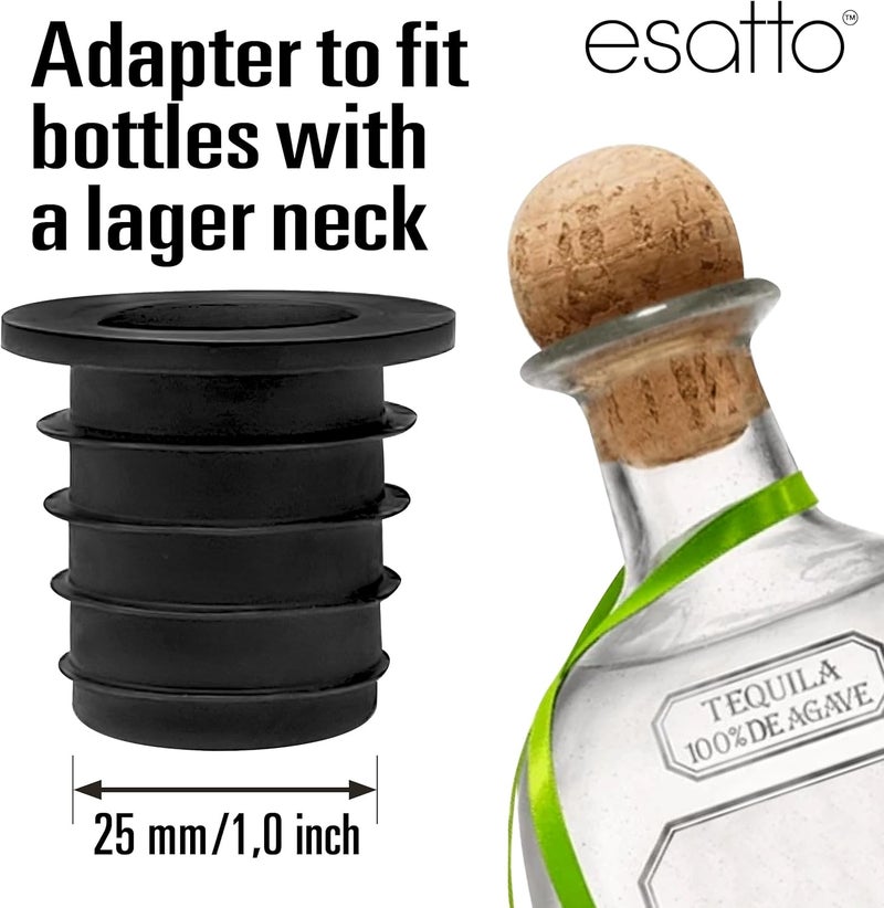 Esatto Liquor Pourer Adapters - 6 Pieces Set, Perfect for Large Olive Oil Bottles and Liquor Bottles - Up to 1 Inch/25mm Neck Converts Any Spout into a Large Pour Spout - Image 3
